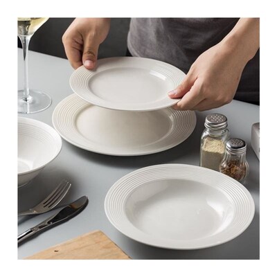 Threaded Western Dinner Plate + Straw Hat Bowl Cutlery Set