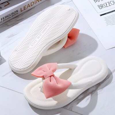 2023 Summer Bow Flip Flops Women Ladies Cute Soft Sole Eva B