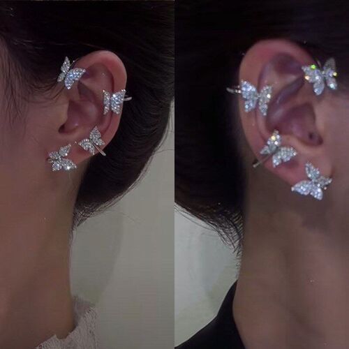 Diamond Super Sparkling Butterfly Earring Ear Cuff without P