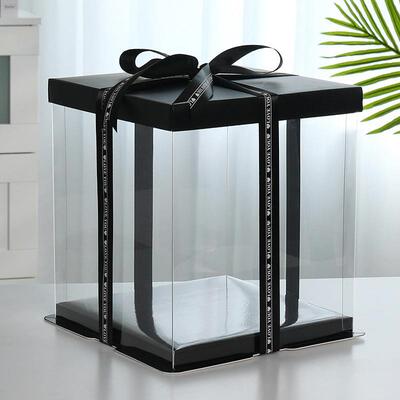 Cake box transparent 4/14 inch flower cake layout packaging