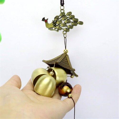 2Pcs Peacock Bell Wind Chime Decor Hanging Ornament Copper