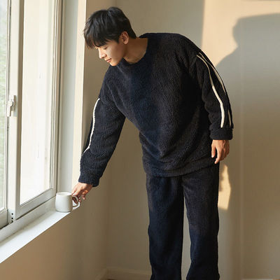 Winter Flannel Sleepwear Plus Size Men Pyjamas Coral Fleece