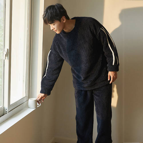 Winter Flannel Sleepwear Plus Size Men Pyjamas Coral Fleece