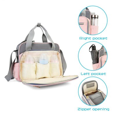 Diaper Bag Nursing Bag Mummy Maternity Nappy Pink Gray Large