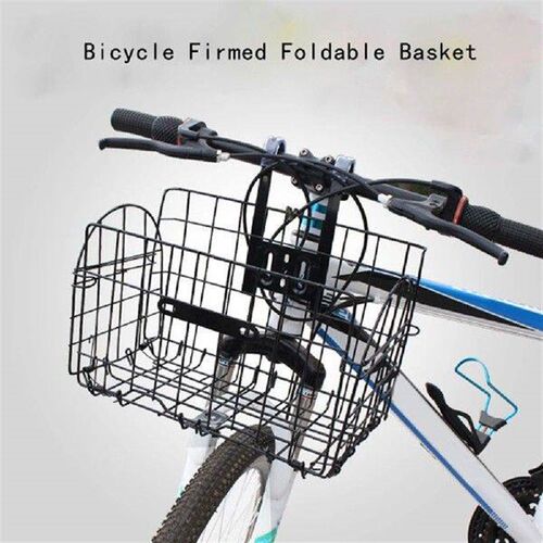 Metal Bike Bicycle Front Basket Foldable Handlebar Thick