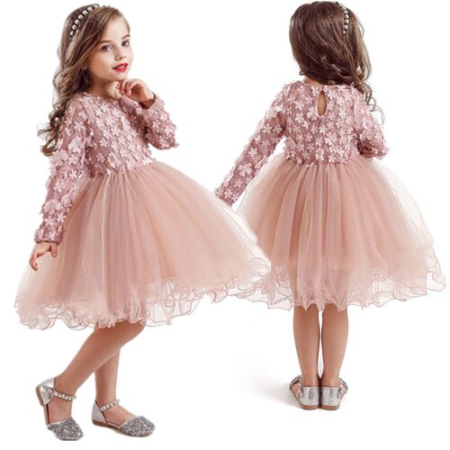 Spring Little Girls Flower Lace Princess Dress Party Dresses