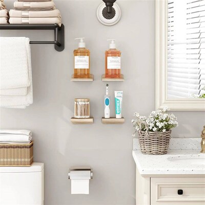4-Pack Small Floating Shelves for Wall, Wood Shelf 5 Inch Di