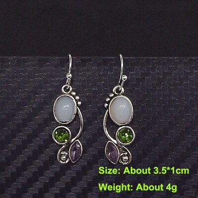 Boho Dangle Earrings for Women Vintage Selenite Turquoise Dr