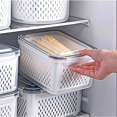 3Pack Fridge Food Storage Container Set with Lids with Strai