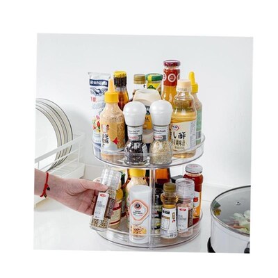360Rotating Spice Rack Kitchen Condiment Bottle Storage tray
