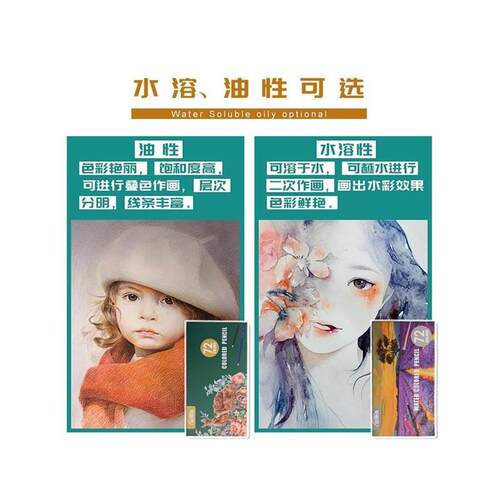 Oil colored pencil students draw 48 color pencils by hand新