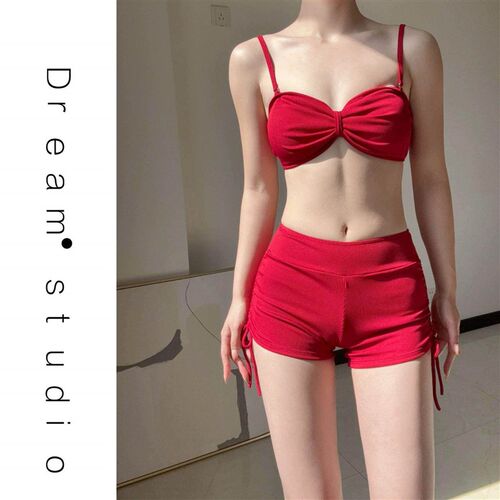 Honey swimsuit womens long sleeved halter top bikini