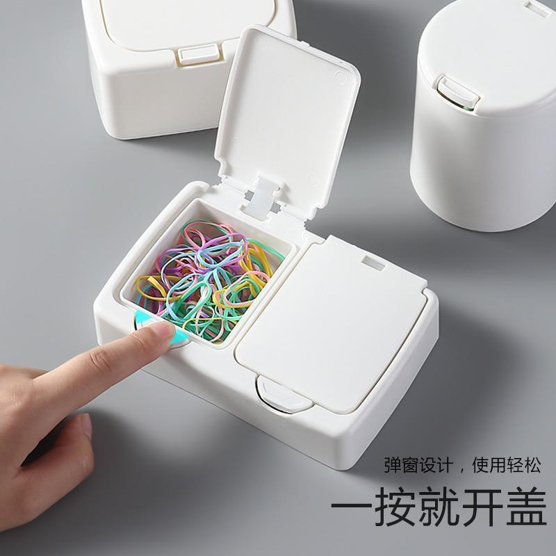Japanese-style desktop press-type storage box with clips, dr图片