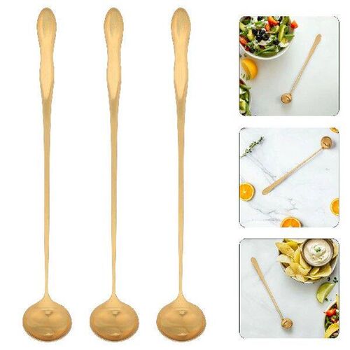 3pcs Long Seasoning Spoon Stainless Kitchen Utensil Steel