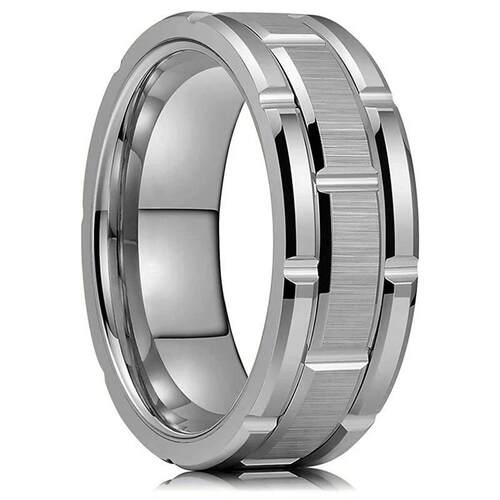 2023 rendy Men 8mm Silver Color Tungsten Wedding Band Ring D