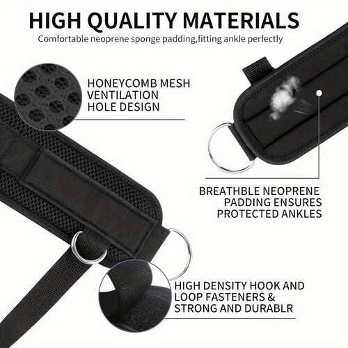 Fitness Ankle Straps Adjustable D-Ring Support Cuffs Gym Leg