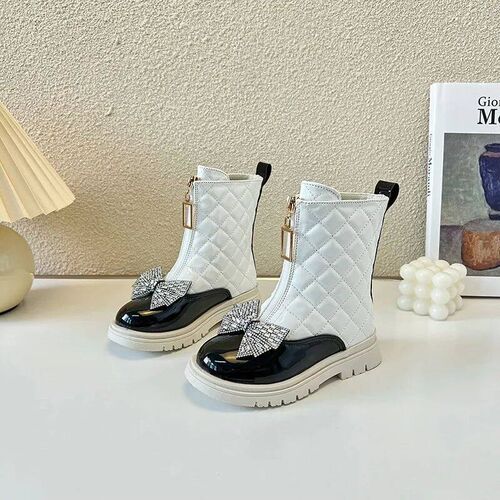 Girls Autumn New Glossy Chelsea Boots 2023 Winter New Kids V