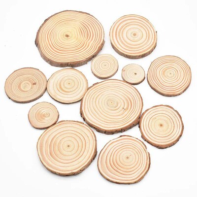 3-12cm Thick Natural Pine Round Unfinished Wood Slices Circl