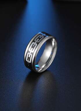 Geometric personality chain ring mens 316 stainless steel r
