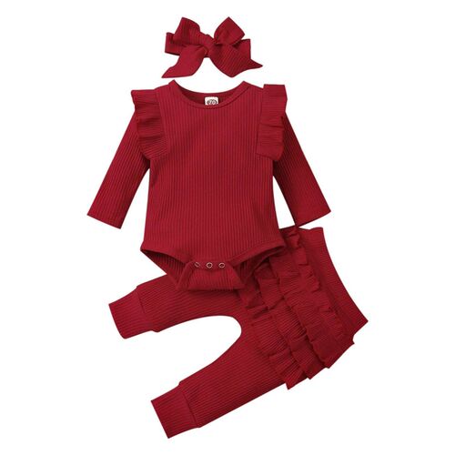 3Pcs Baby Girl Outfit Set Newborn Toddler Kids Clothing Set