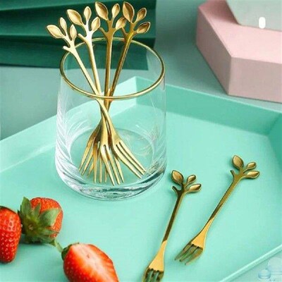 8 Pcs Branch Fruit Fork Cocktail Picks Forks Stainless