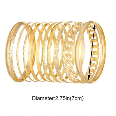 10pcs/set Metal Bangles Set For Women Heavy Punk New Styles