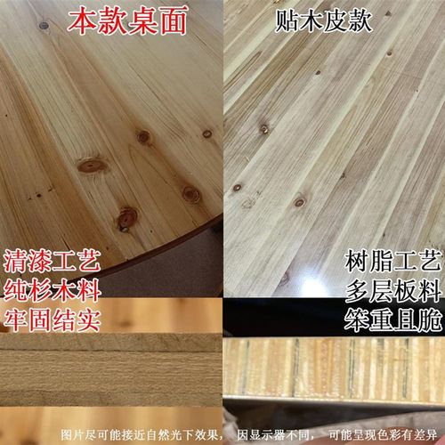 全杉木加厚圆桌面饭店酒店圆形台面板原木圆餐桌带转盘全实木饭桌