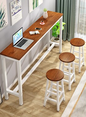 Bar table simple narrow desk high foot long table chair set