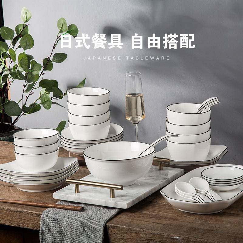 pure white round plates Dinner plate home cerami - 实物图