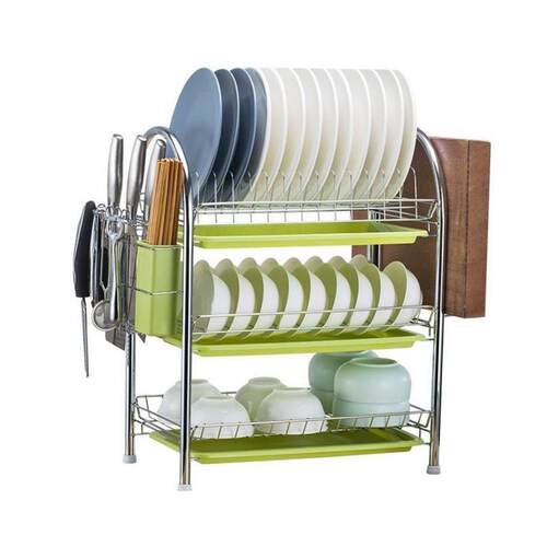 Kitchen stainless steel bowl drain plate storage rack shelf