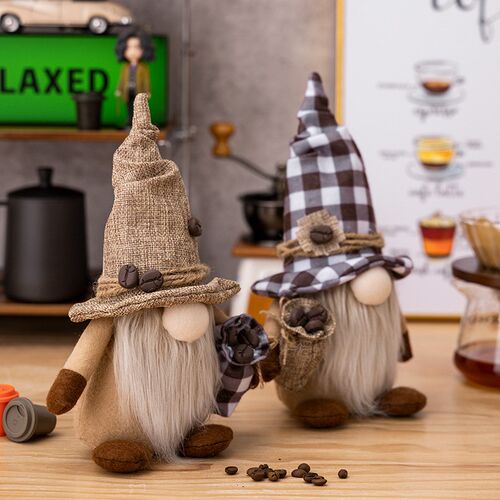 New Home Decor Coffee Faceless Doll Dwarf Ornament Holding