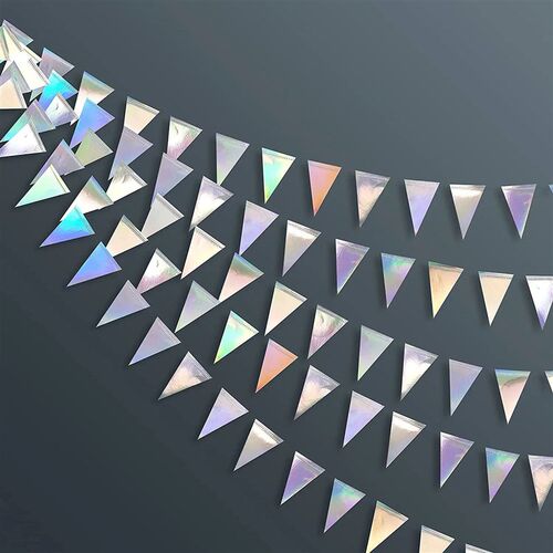 Iridescent Unicorn Party Rainbow Paper Flag Banner Star Moon