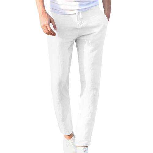 Fashion Summer Linen Pants for Men Ankle Length Sweatpants T