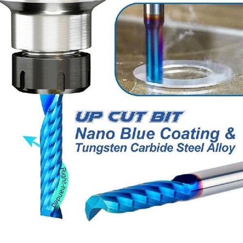 AA05-10Pcs Spiral End Mill 1/8 Inch Shank Blue Coating CNC