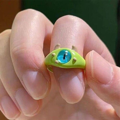Cute Green Monster Ring for Women Fashion Two Color Evil