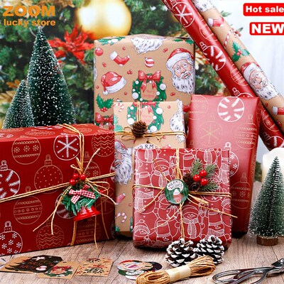 5pcs christmas wrapping paper roll,Gift wrapping decorations