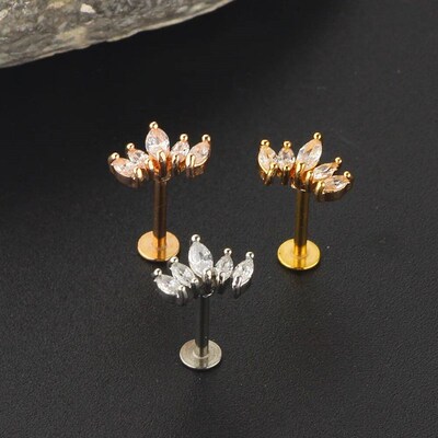 1PCS Butterfly Labret Piercing Lip Stud Cluster Crystal Trag