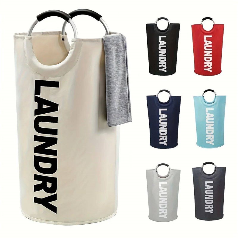 Extra-Large Waterproof Laundry Basket with Padded Handle - F图片