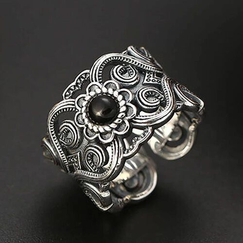 rendy New Style Hollow Zircon Flower Open Rings for Men Wome