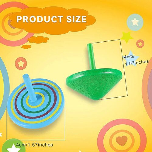 Wooden Spin Tops Colorful Organic Spinning Toy for Kids Bala