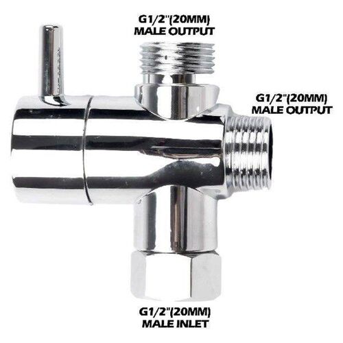 G1/2in 3-Way Brass Diverter Valve T-Adapter Converter