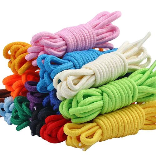 1Pair Classic Solid Round Shoelaces Durable Polyester Shoe l