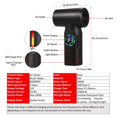 Powerful Compressed Air Blower Duster Canned Air Spray Mini