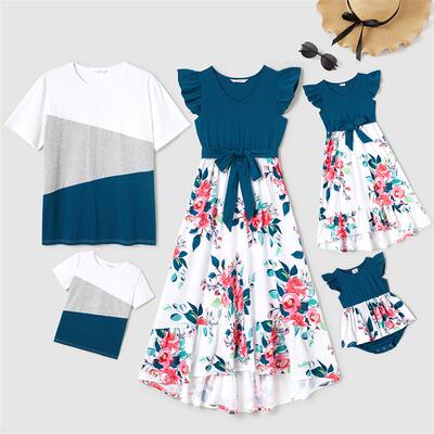 PatPat Family Matching Outfits Solid V Neck Flutter-sleeve S