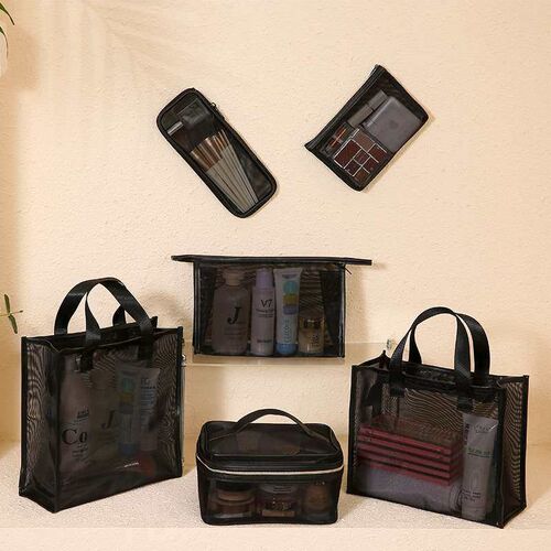 Simple Large Capacity Mesh Hand Washery Bag Portable Cosmeti
