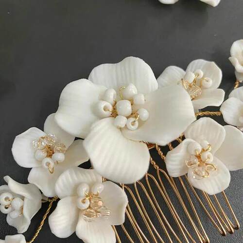 New Arrival Handmade Ceramic Flower Bridal Hair Combs Access