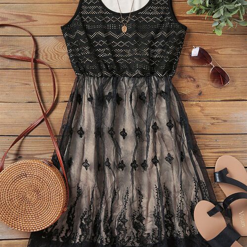Womens Lace Skirt Geometric Print Patchwork Sundress Summer