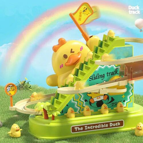 Kids Electric Duck Climbing Stairs Toys Audible Light Little