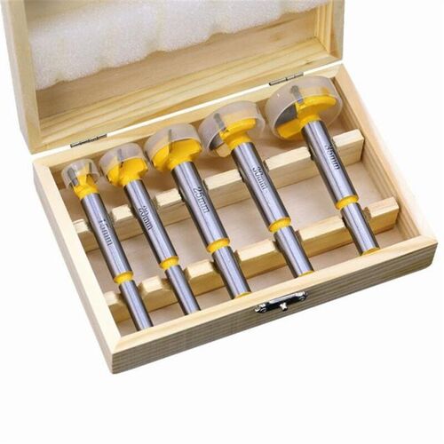 5PC Forstner Tips Hinge Boring Drill Bit Set for Carpentry W