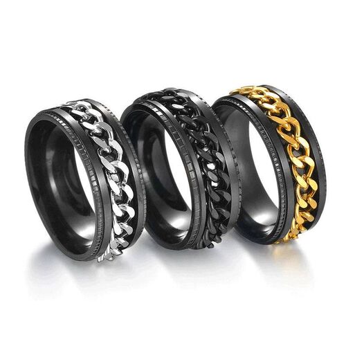 Titanium Steel Rotatable Chain Rings Men Women Sress Ring Fo